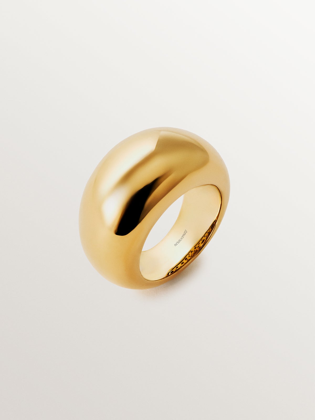 Domed 925 silver ring plated in 18K yellow gold