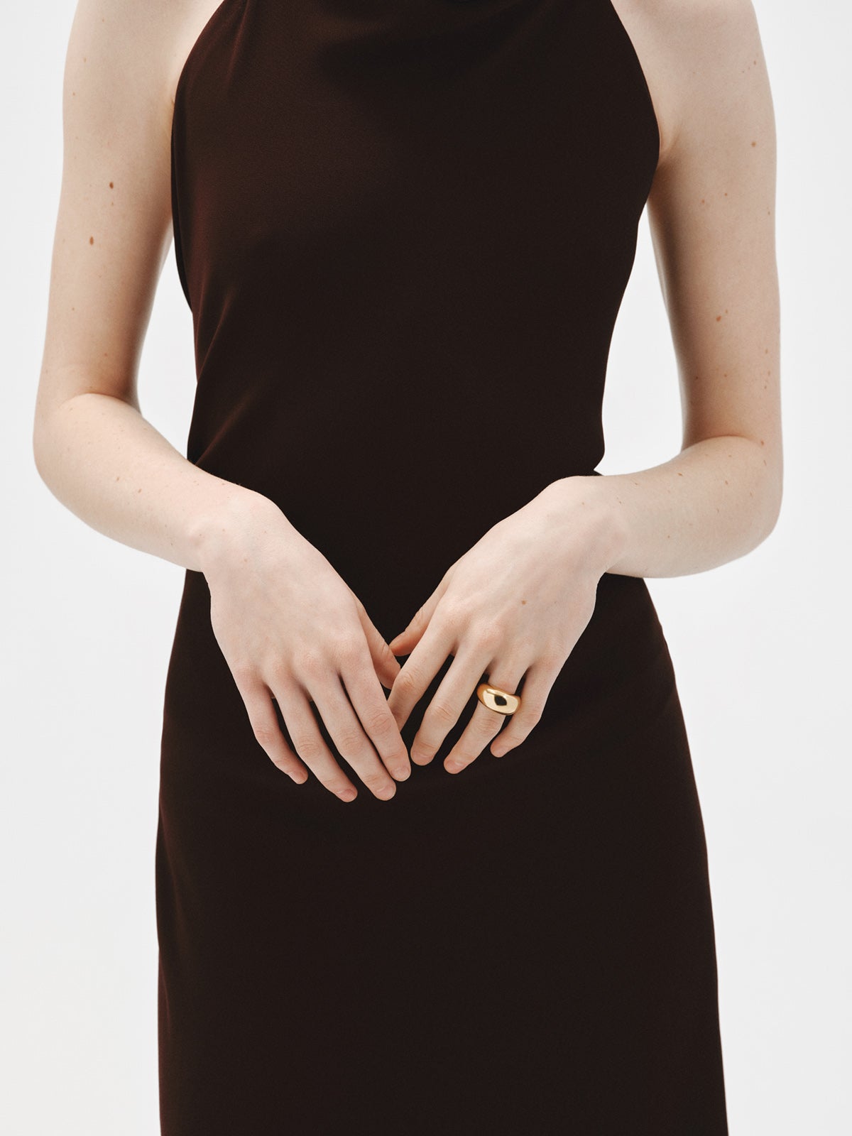 Domed 925 silver ring plated in 18K yellow gold