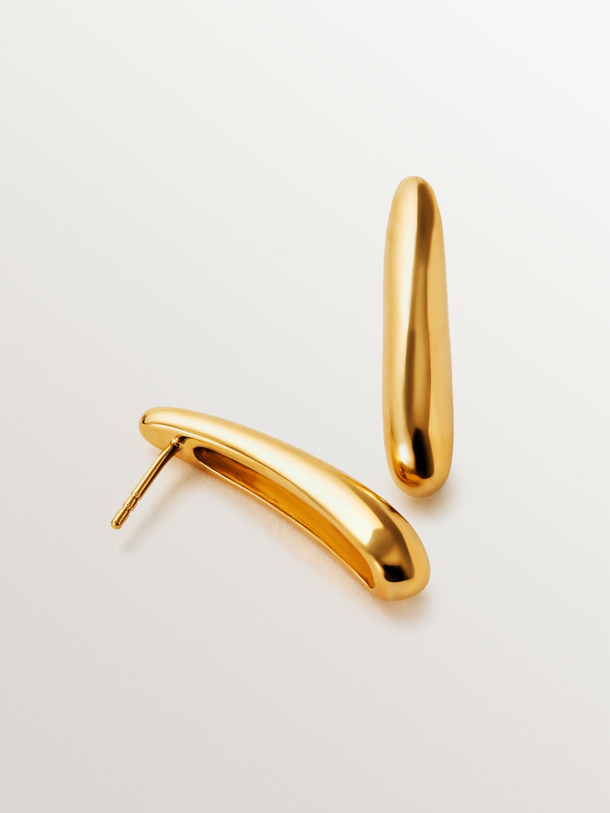 Long 925 silver earrings plated in 18K yellow gold