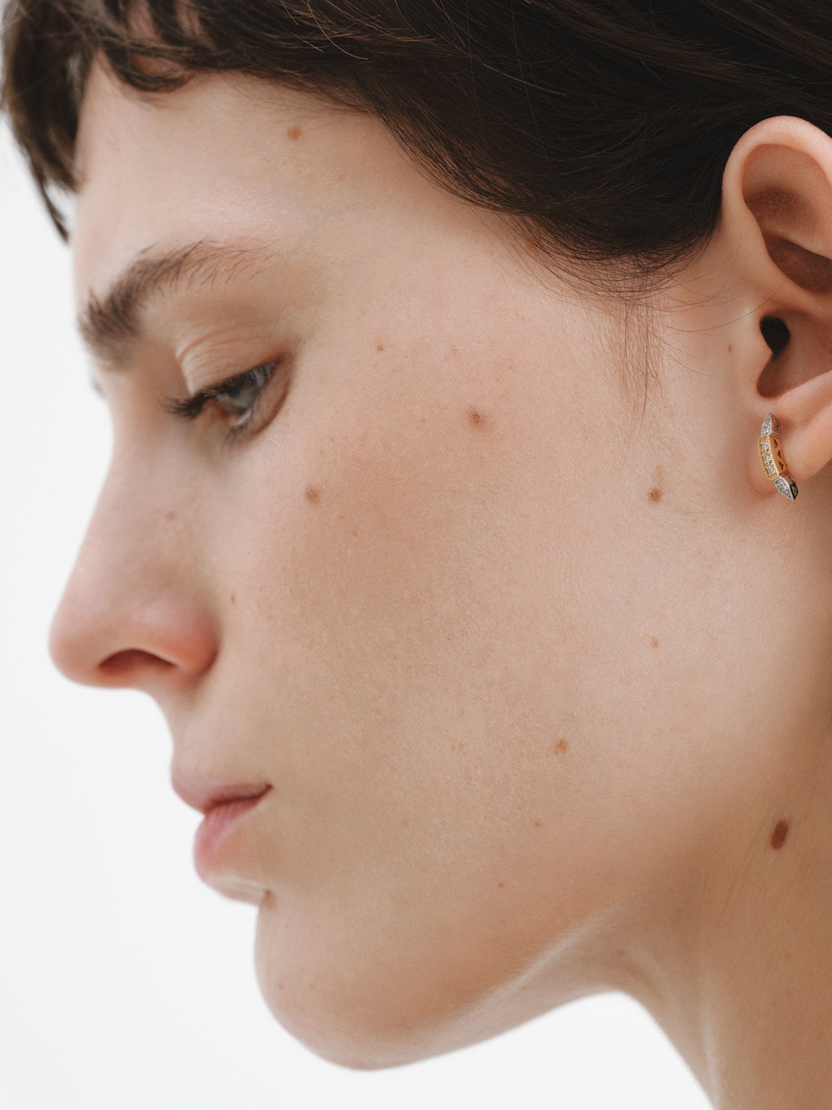 18K white and yellow gold earrings with brilliant cut diamonds