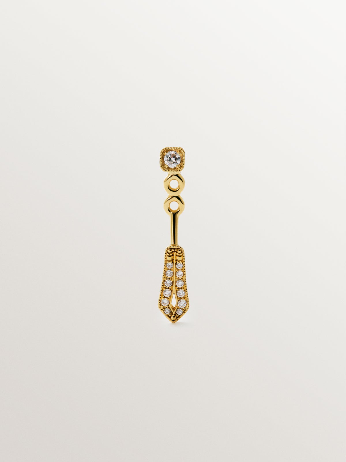18K yellow gold single earring with brilliant cut diamonds