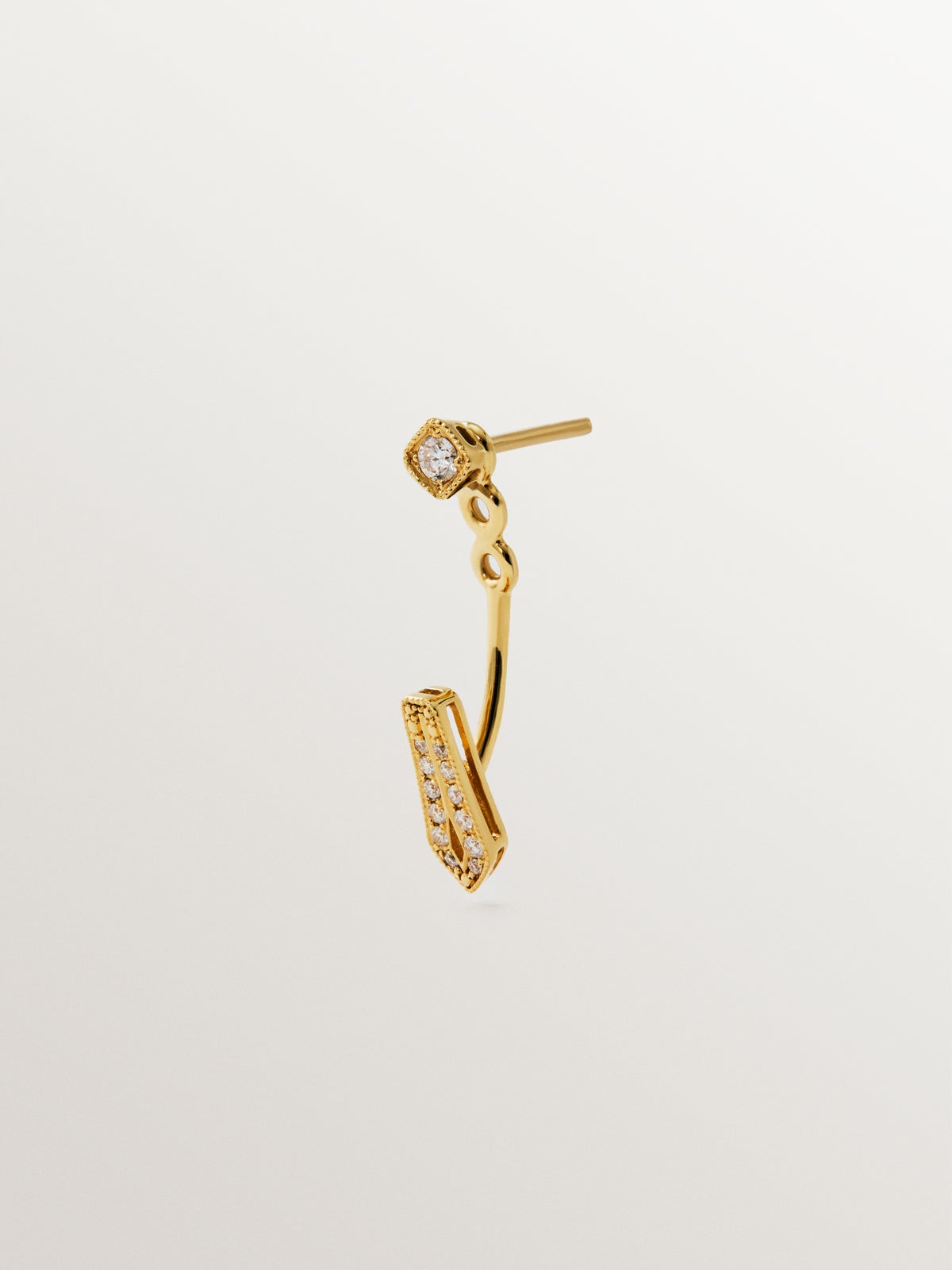 18K yellow gold single earring with brilliant cut diamonds