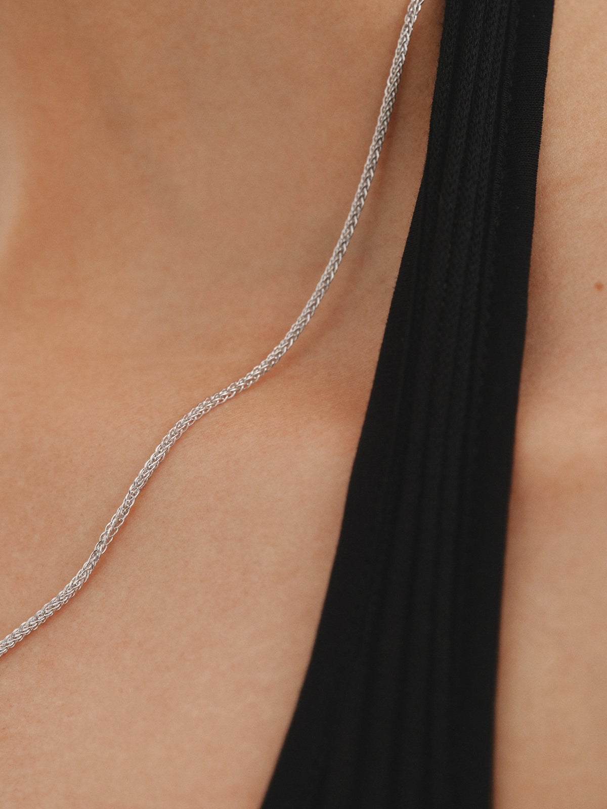 Curb chain 52 cm in rhodium-plated 925 silver