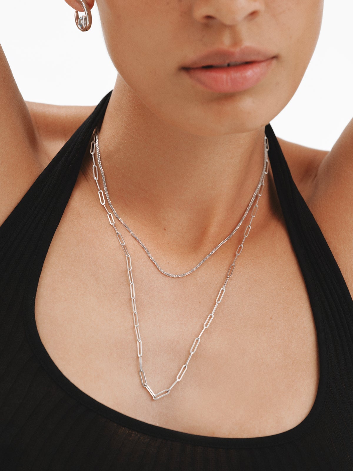 Curb chain 52 cm in rhodium-plated 925 silver