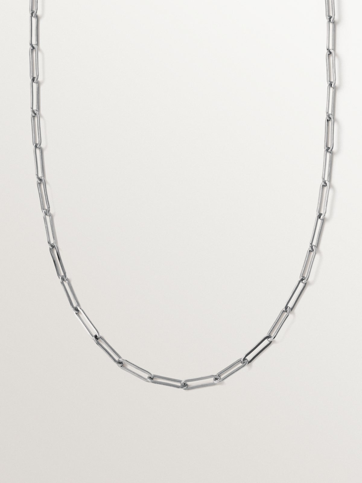 Rectangular link chain 65 cm in rhodium-plated 925 silver