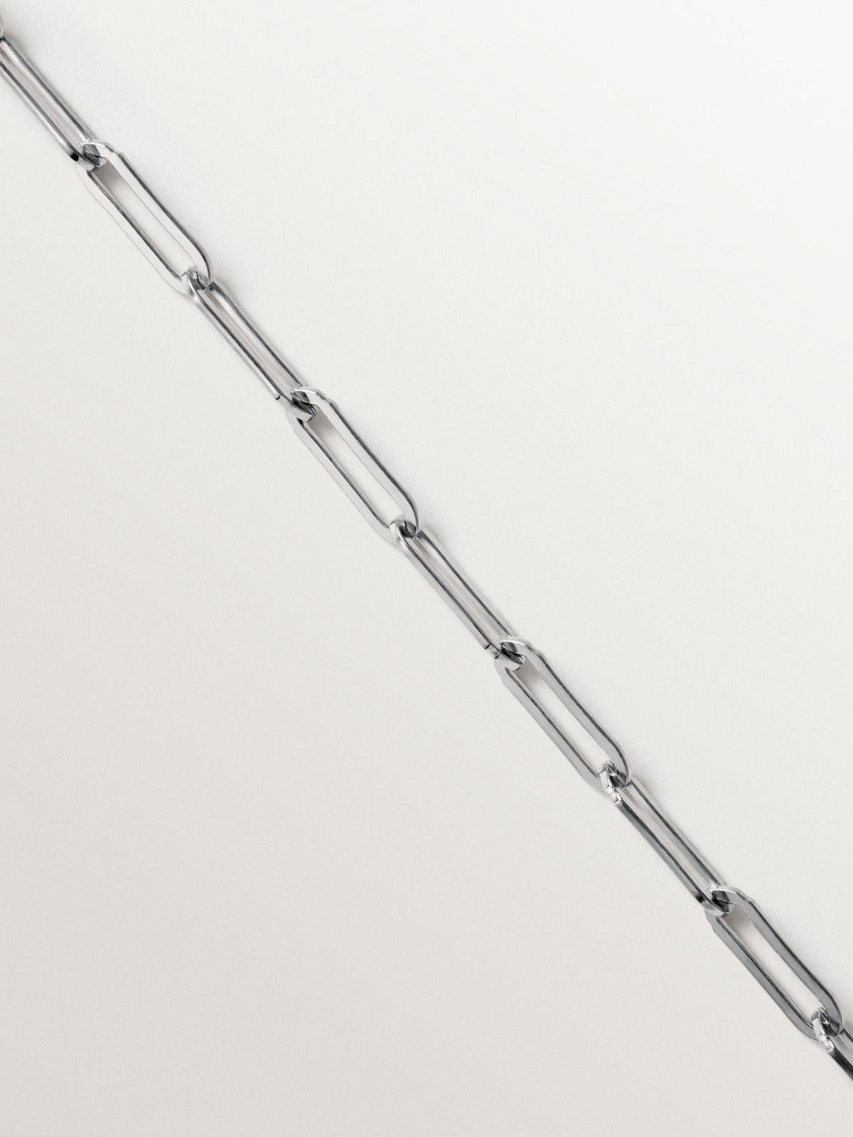 Rectangular link chain 65 cm in rhodium-plated 925 silver