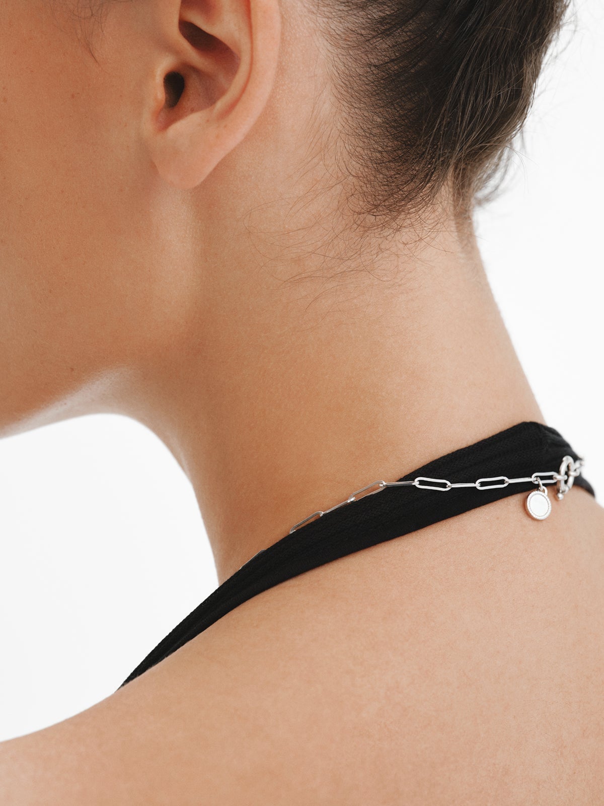 Rectangular link chain 65 cm in rhodium-plated 925 silver