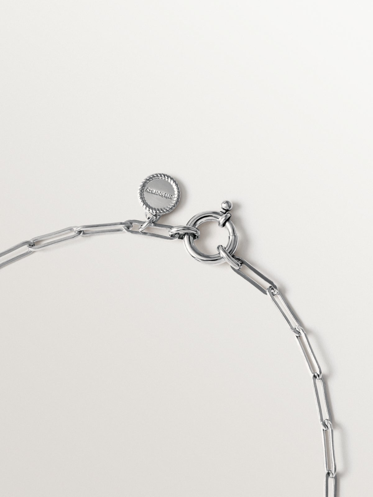 Rectangular link chain 65 cm in rhodium-plated 925 silver