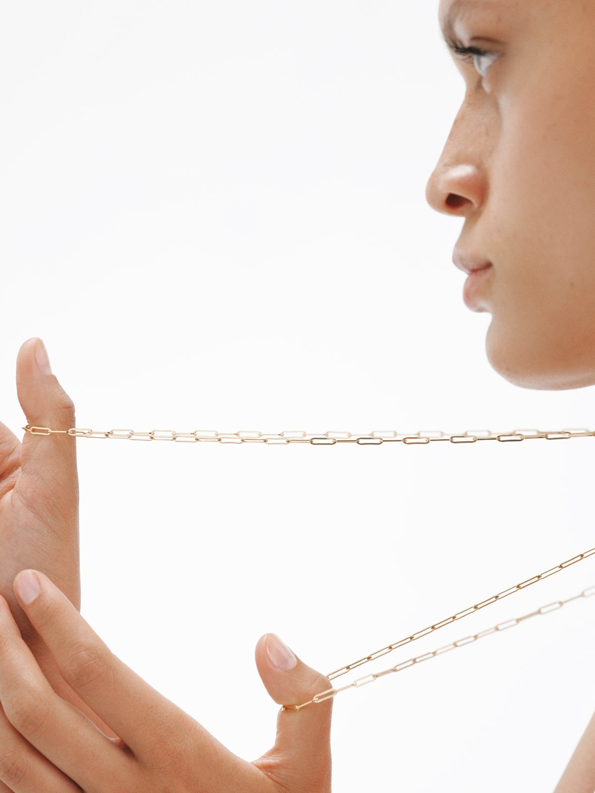 Rectangular link chain 65 cm made of 925 silver plated with 18K gold