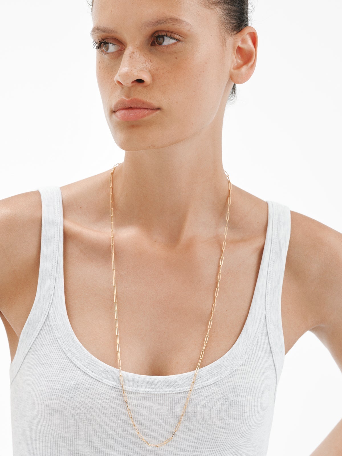 80 cm rectangular link chain made of 925 silver plated with 18K gold