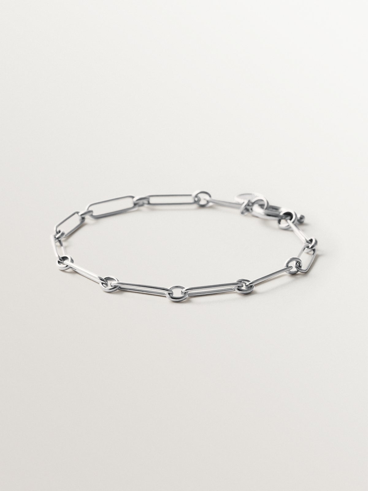 17 cm combined link bracelet in rhodium-plated 925 silver