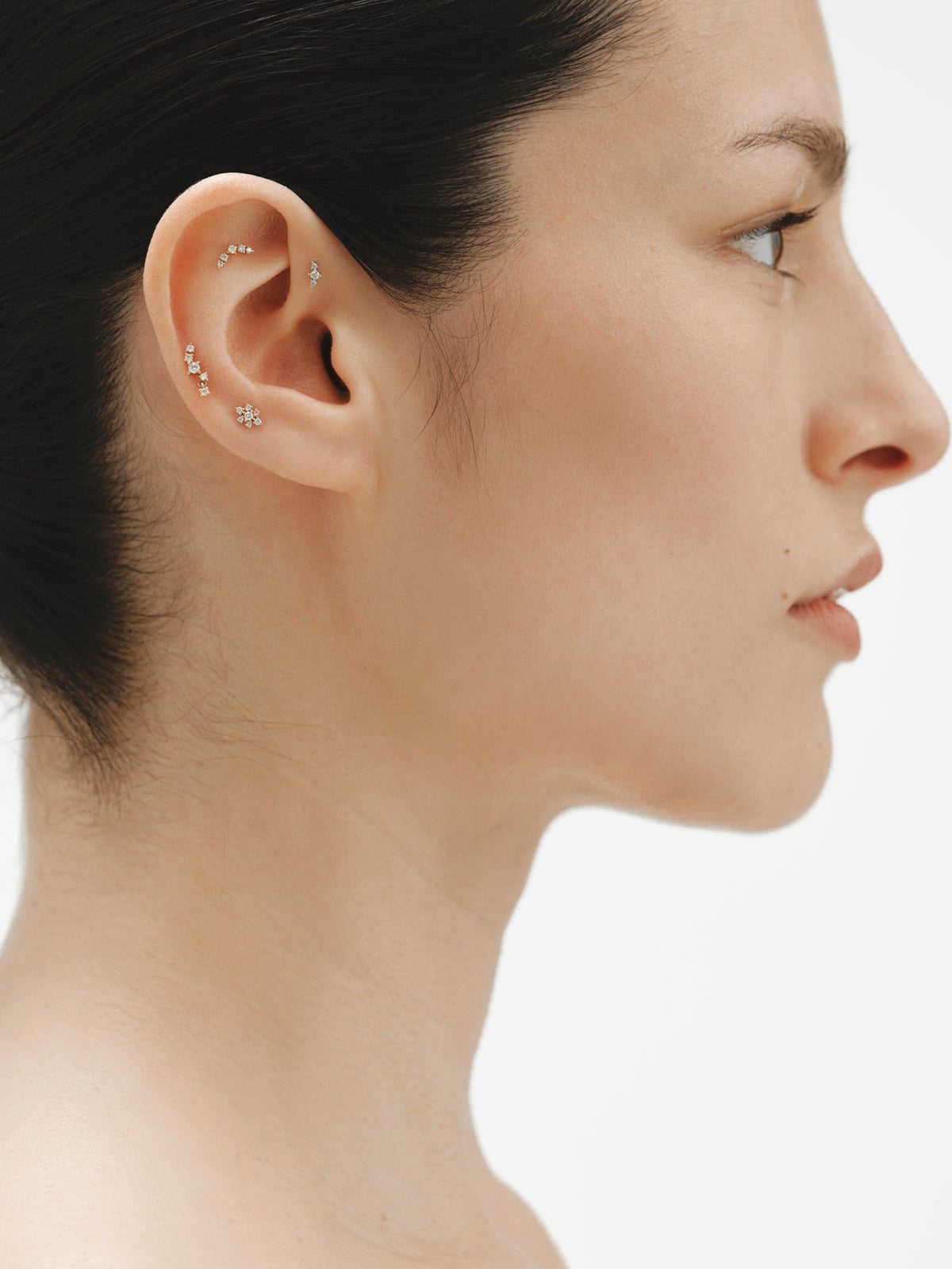 18K yellow gold climbing piercing with diamonds