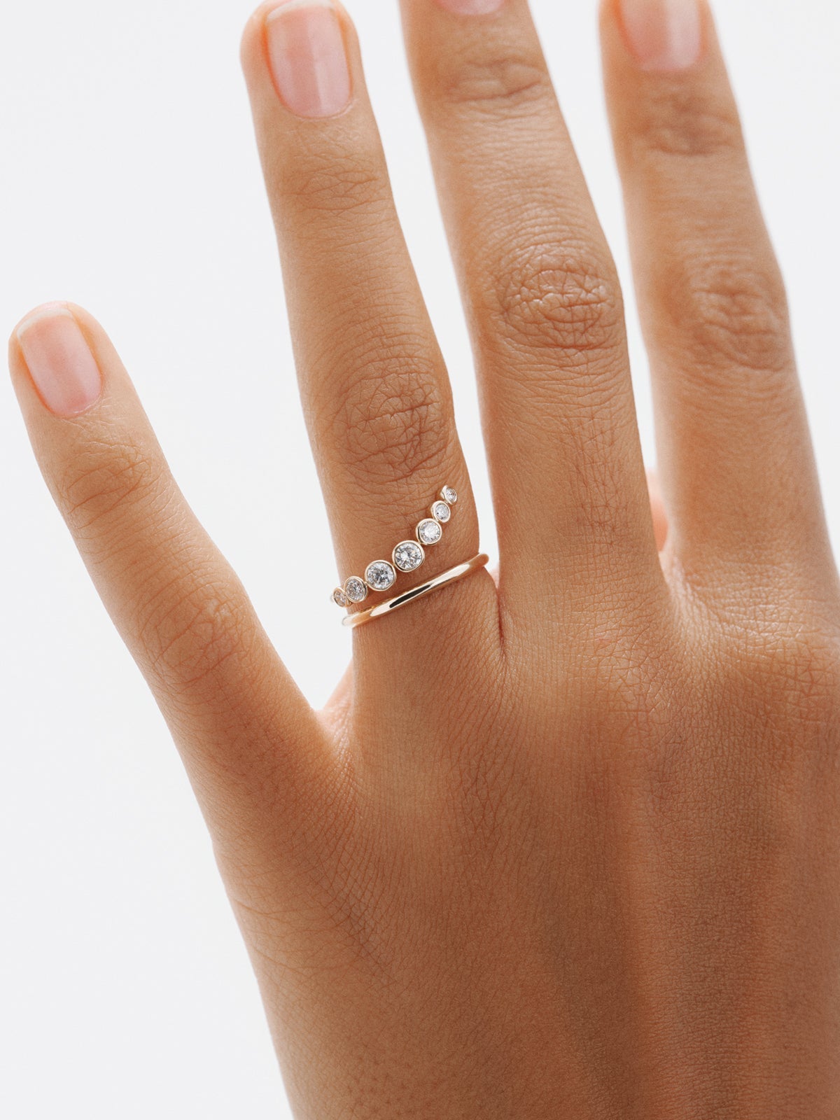 9K Yellow Gold Double Ring with Diamonds
