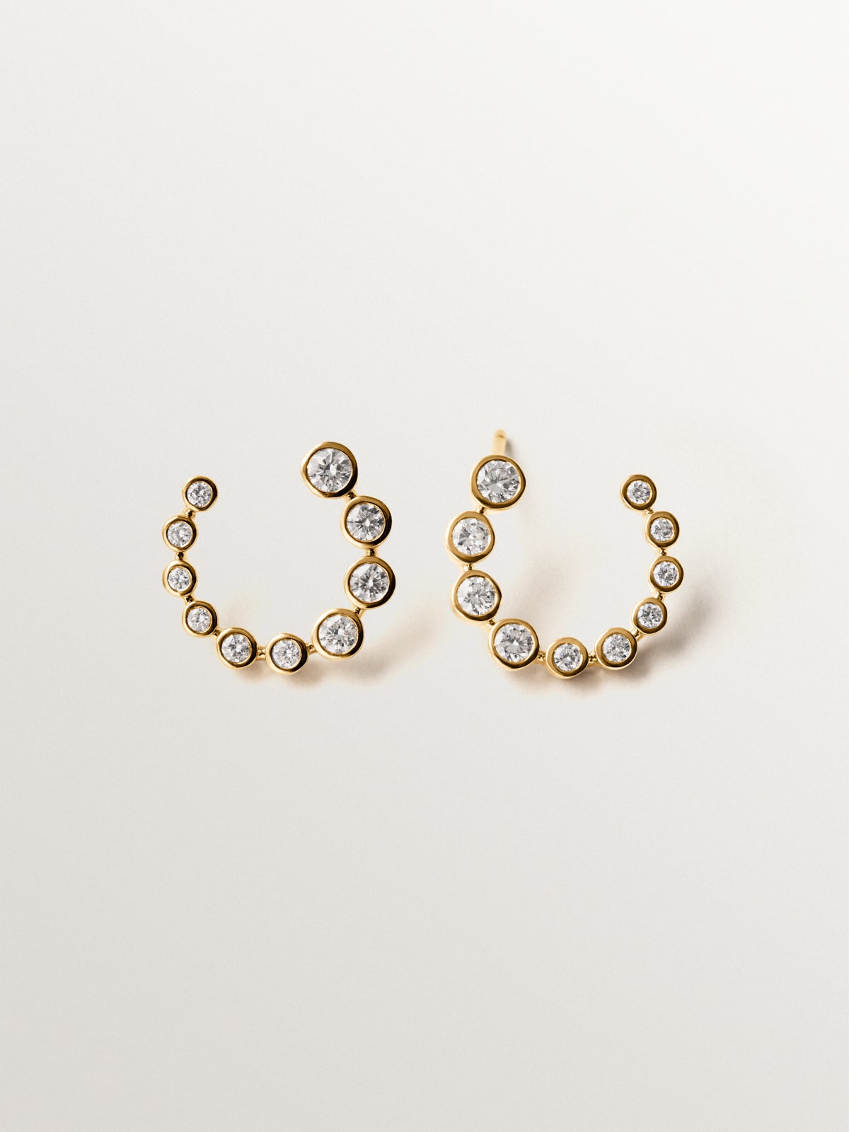 9K yellow gold hoop earrings with diamonds