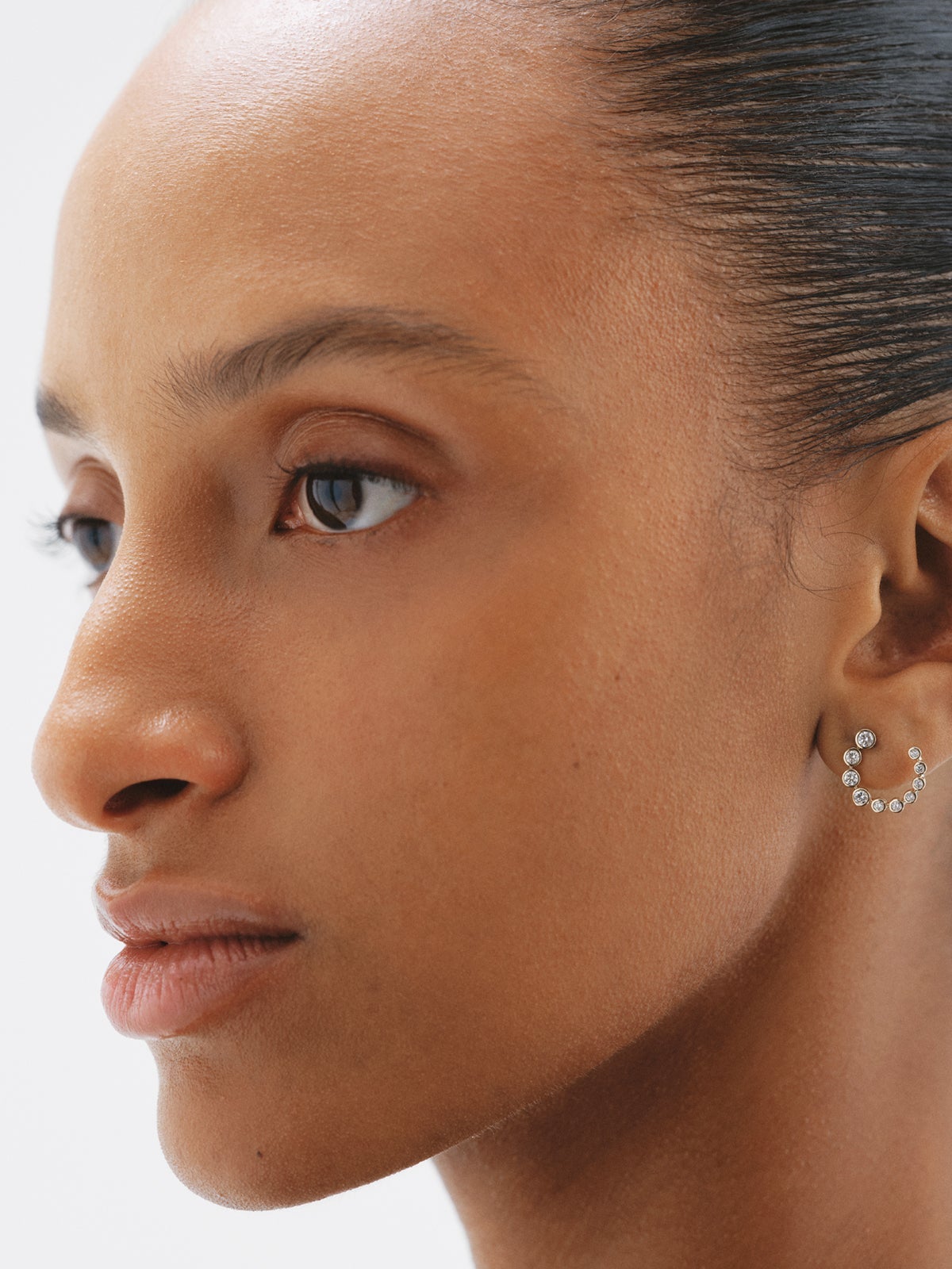 9K yellow gold hoop earrings with diamonds