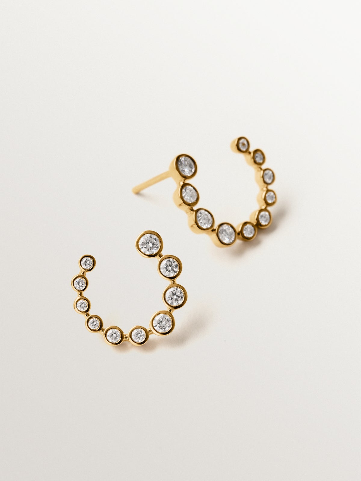 9K yellow gold hoop earrings with diamonds