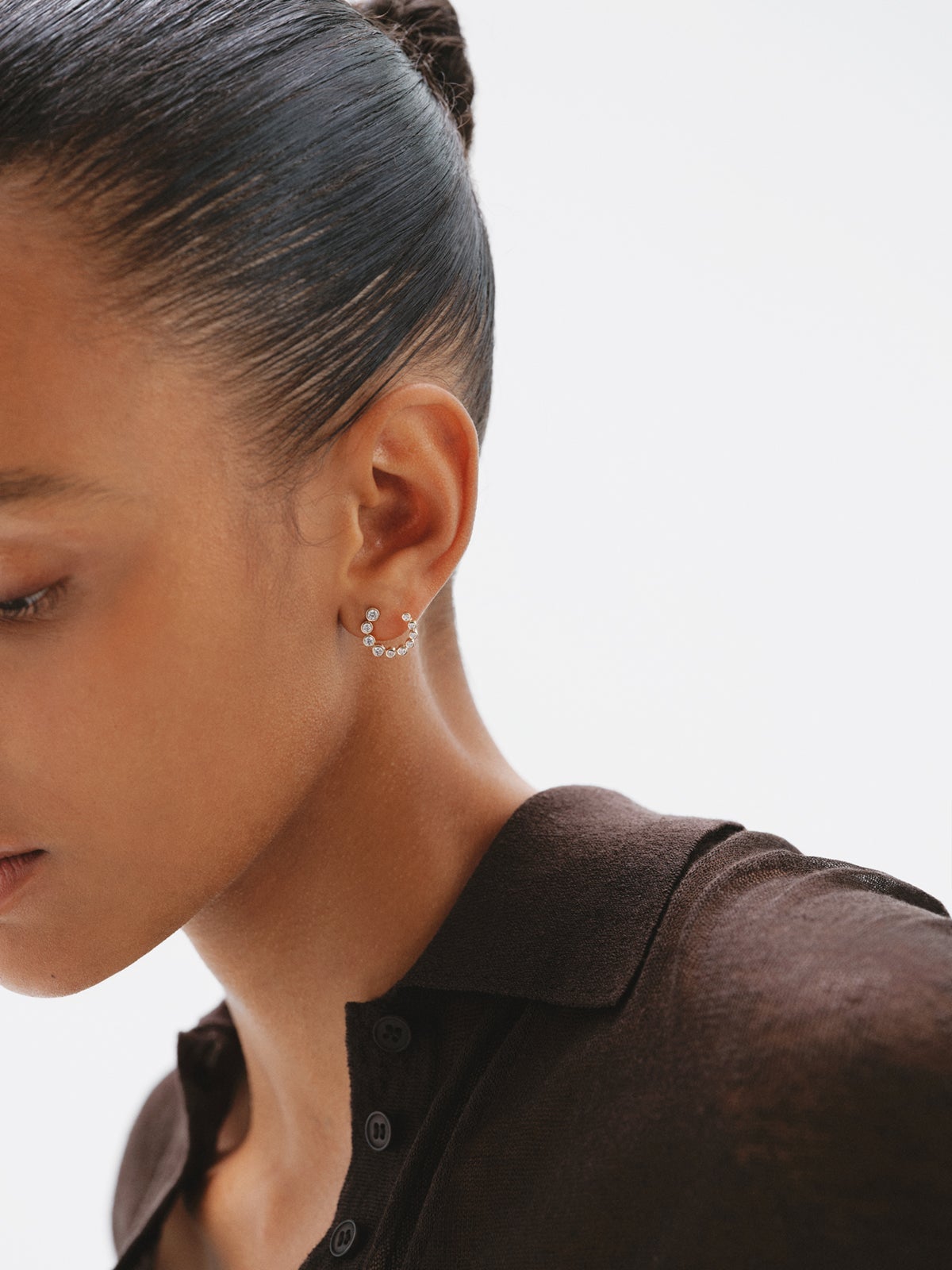 9K yellow gold hoop earrings with diamonds