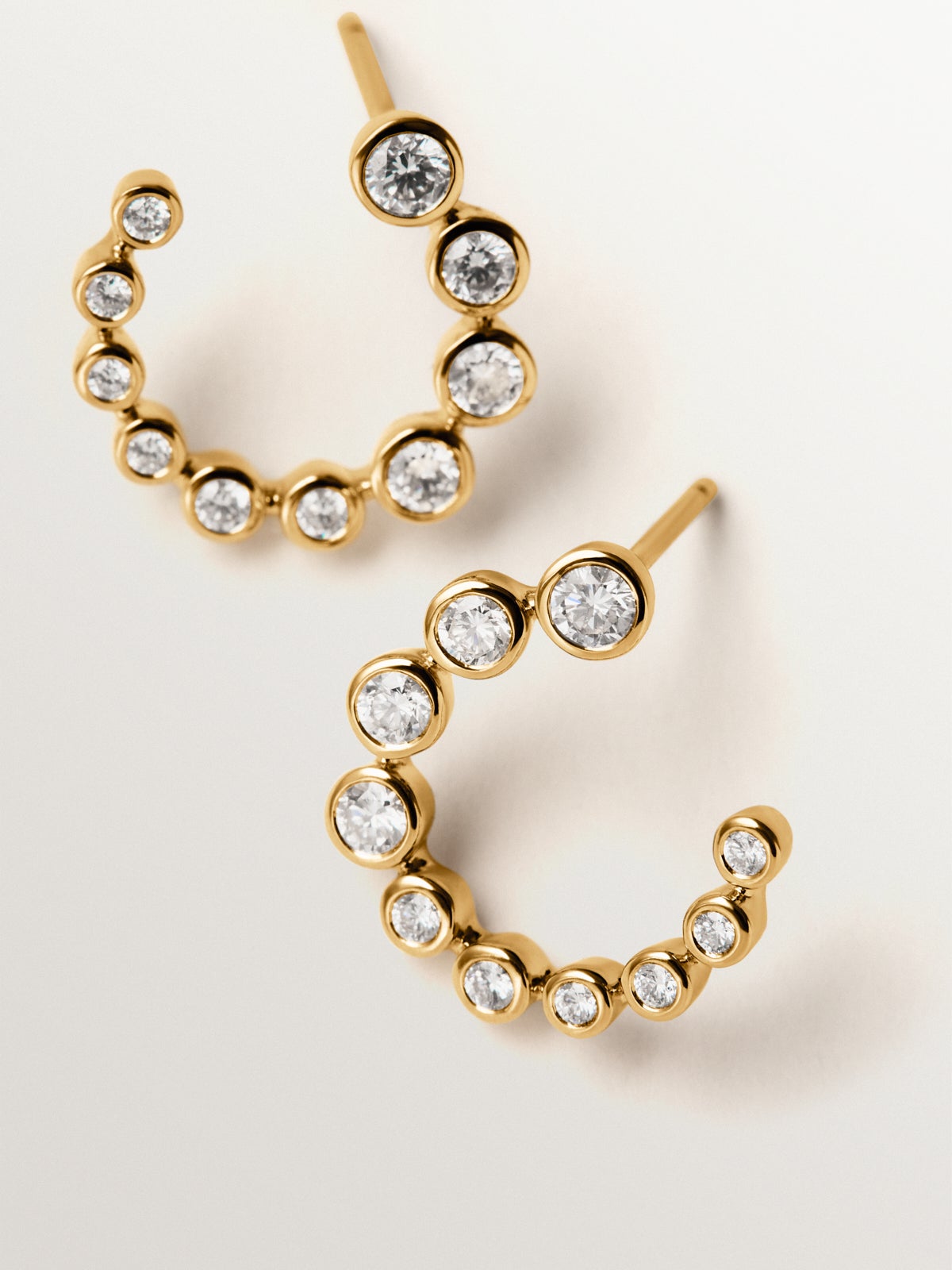9K yellow gold hoop earrings with diamonds