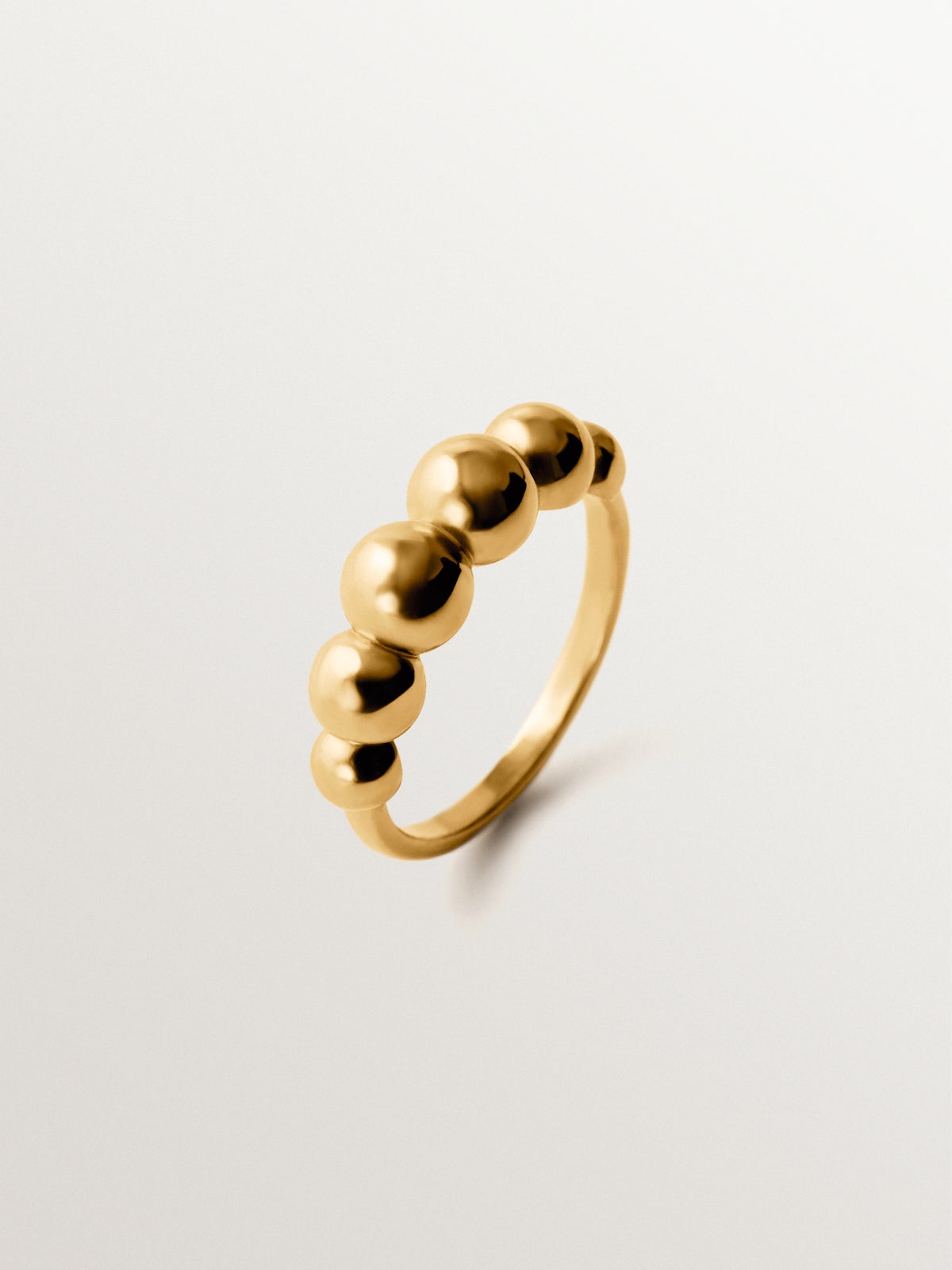 925 silver ring plated in 18K yellow gold with sphere motif