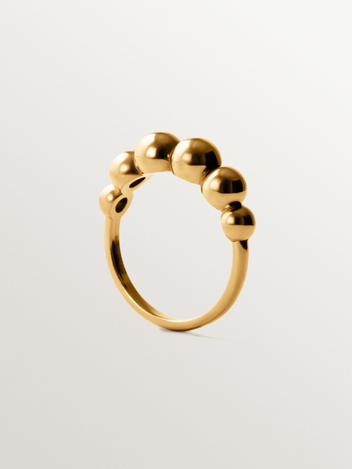 925 silver ring plated in 18K yellow gold with sphere motif