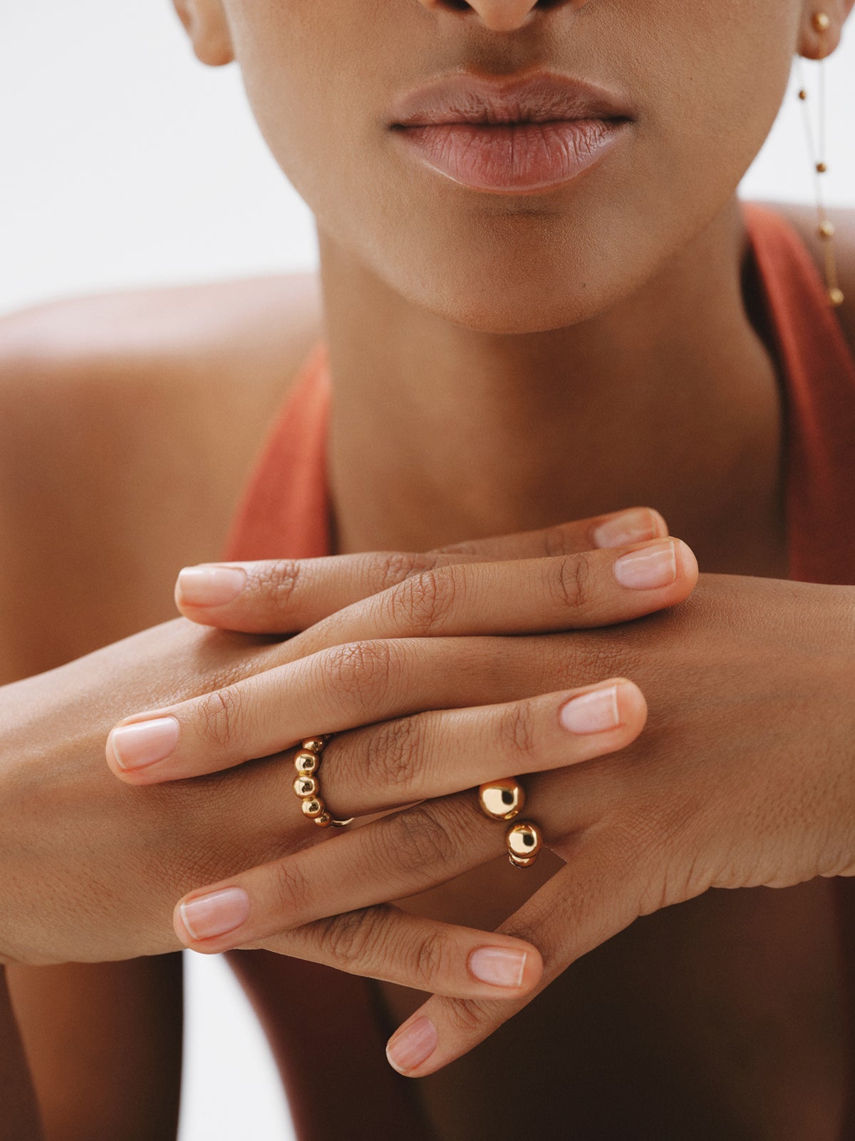 925 silver ring plated in 18K yellow gold with sphere motif