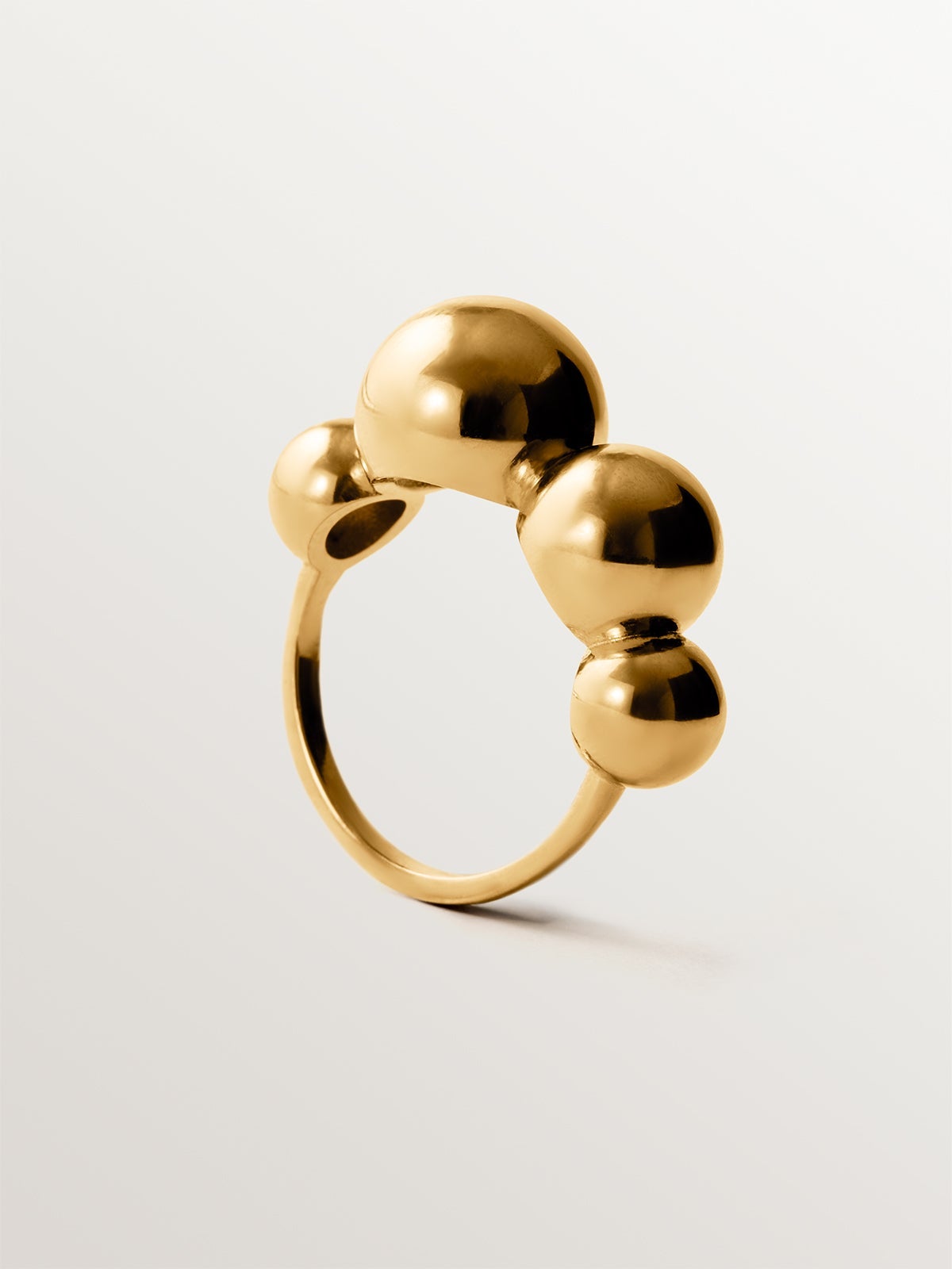 925 silver ring plated in 18K yellow gold with spheres