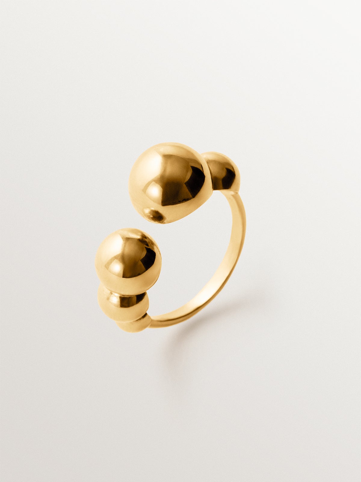 18K yellow gold plated 925 silver open ring with spheres