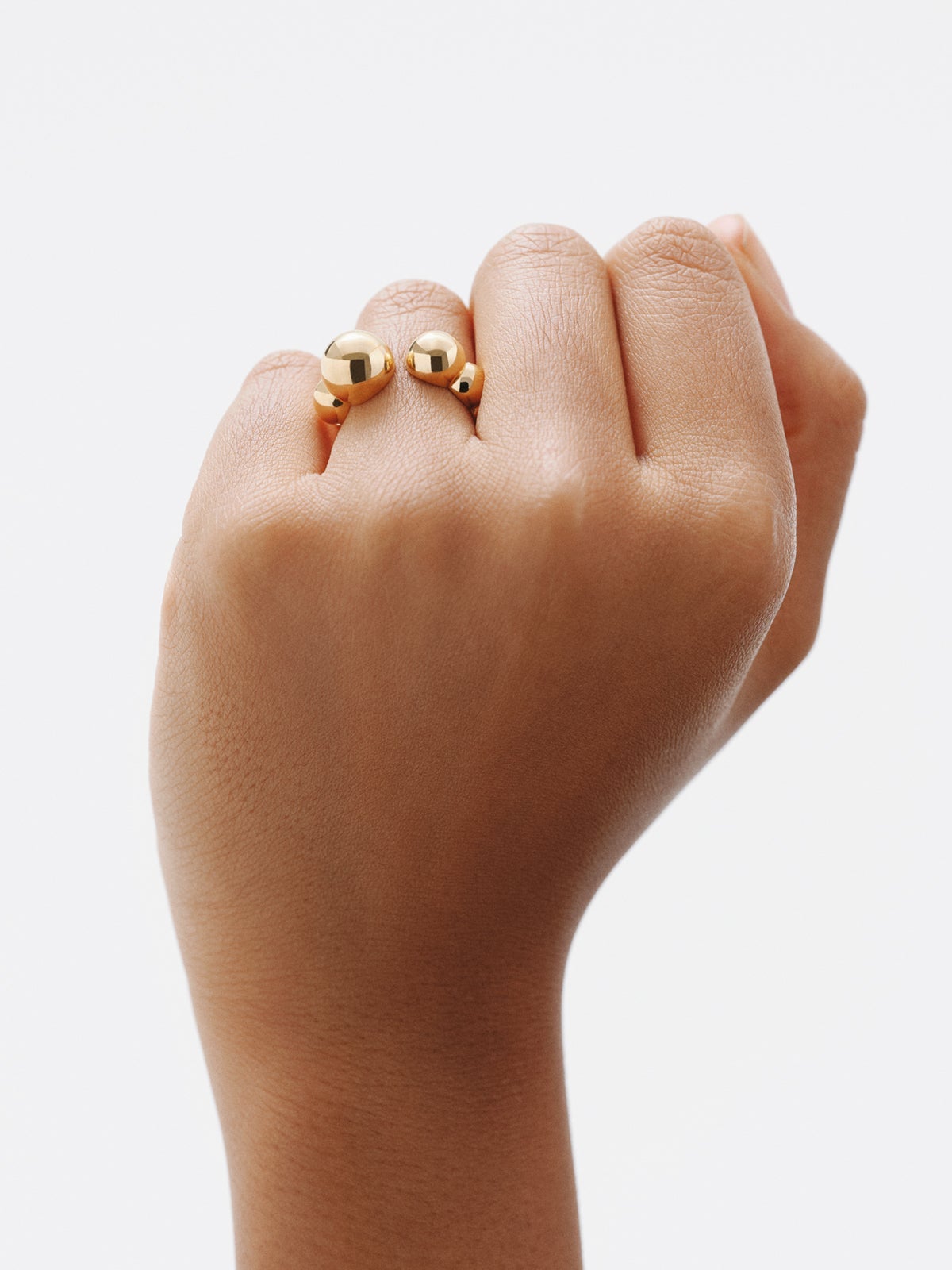 18K yellow gold plated 925 silver open ring with spheres