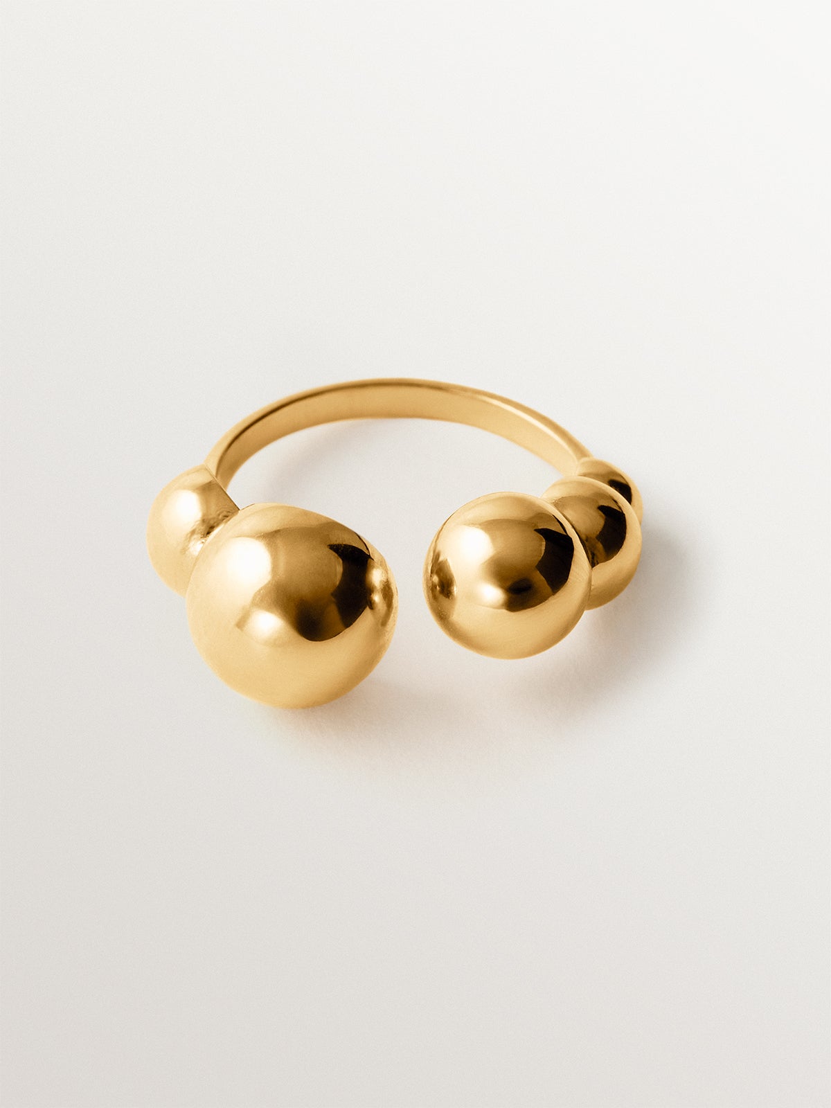 18K yellow gold plated 925 silver open ring with spheres