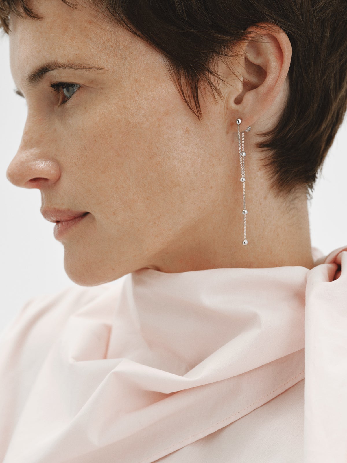 925 silver single dangling earring with spheres