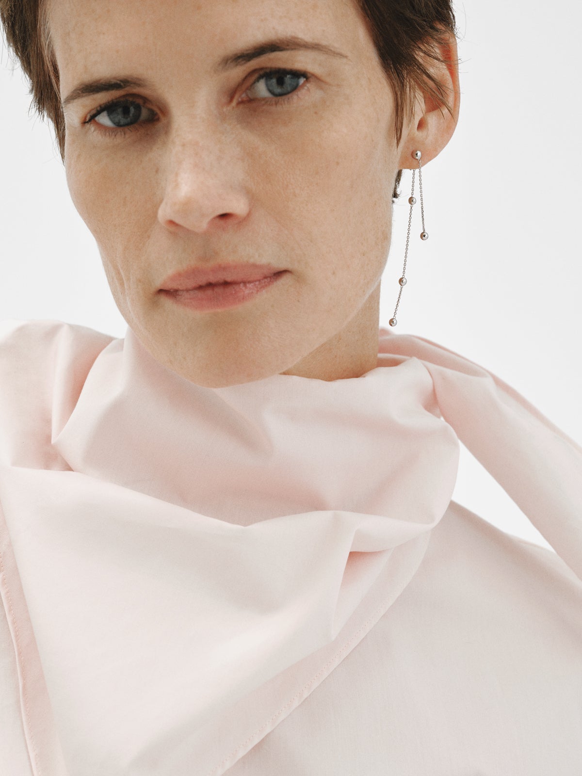 925 silver single dangling earring with spheres