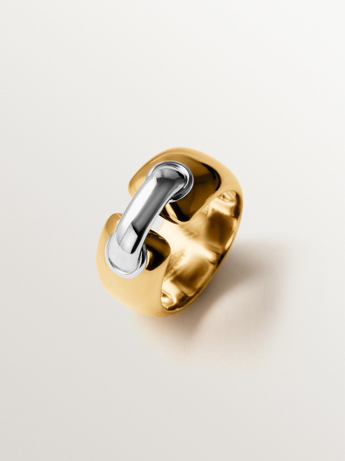 924 silver ring plated with rhodium and 18K yellow gold