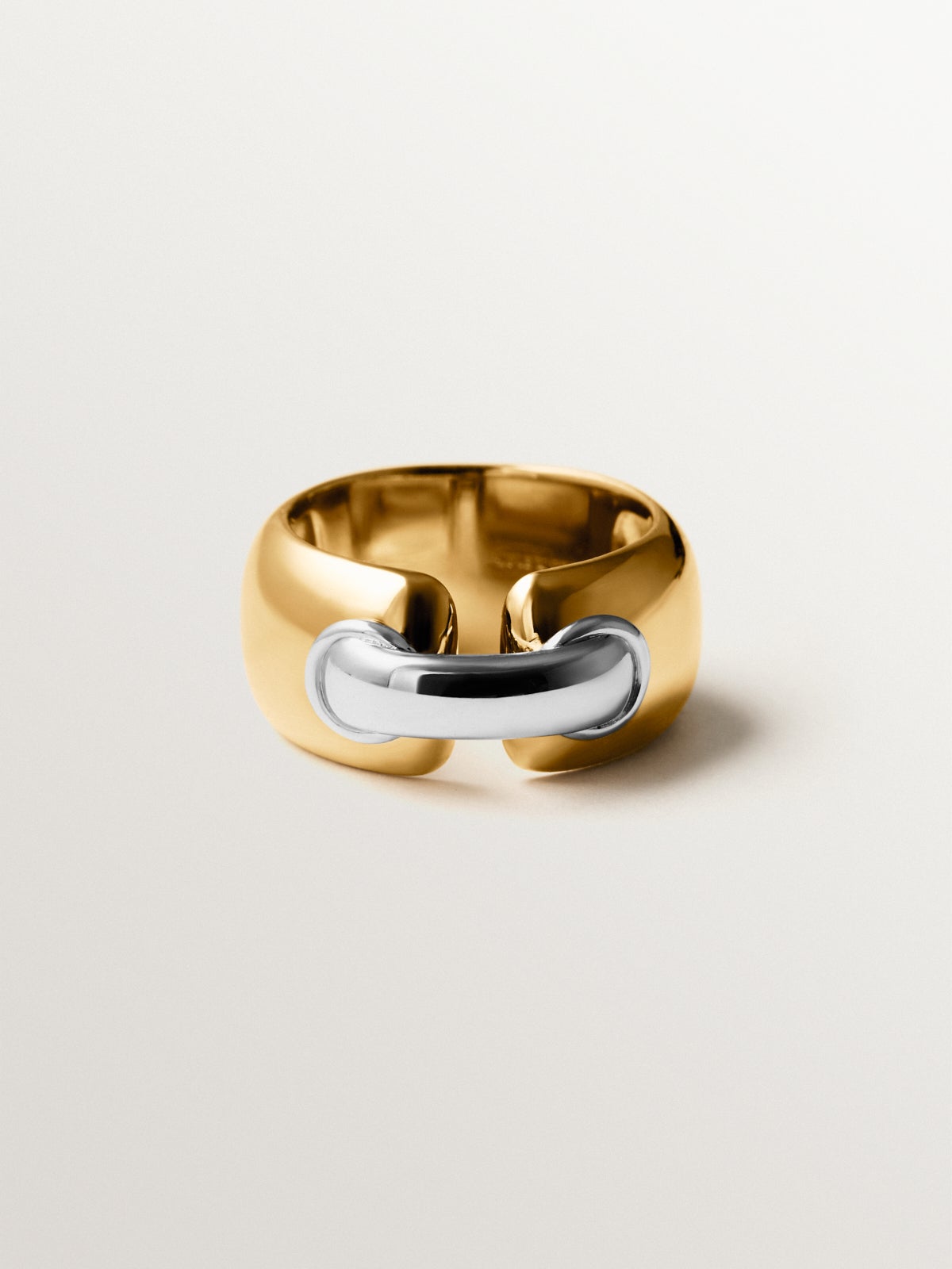 924 silver ring plated with rhodium and 18K yellow gold