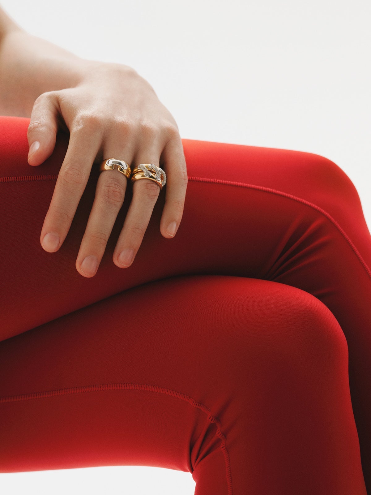 924 silver ring plated with rhodium and 18K yellow gold