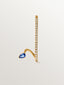 Single earring in 18K yellow gold with blue sapphire and diamonds