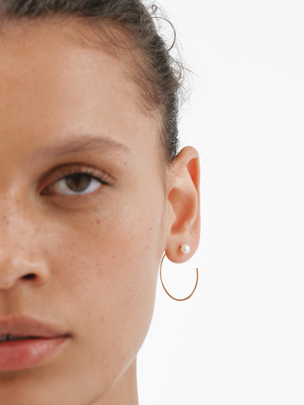 18K gold-plated 925 silver single earring with pearl