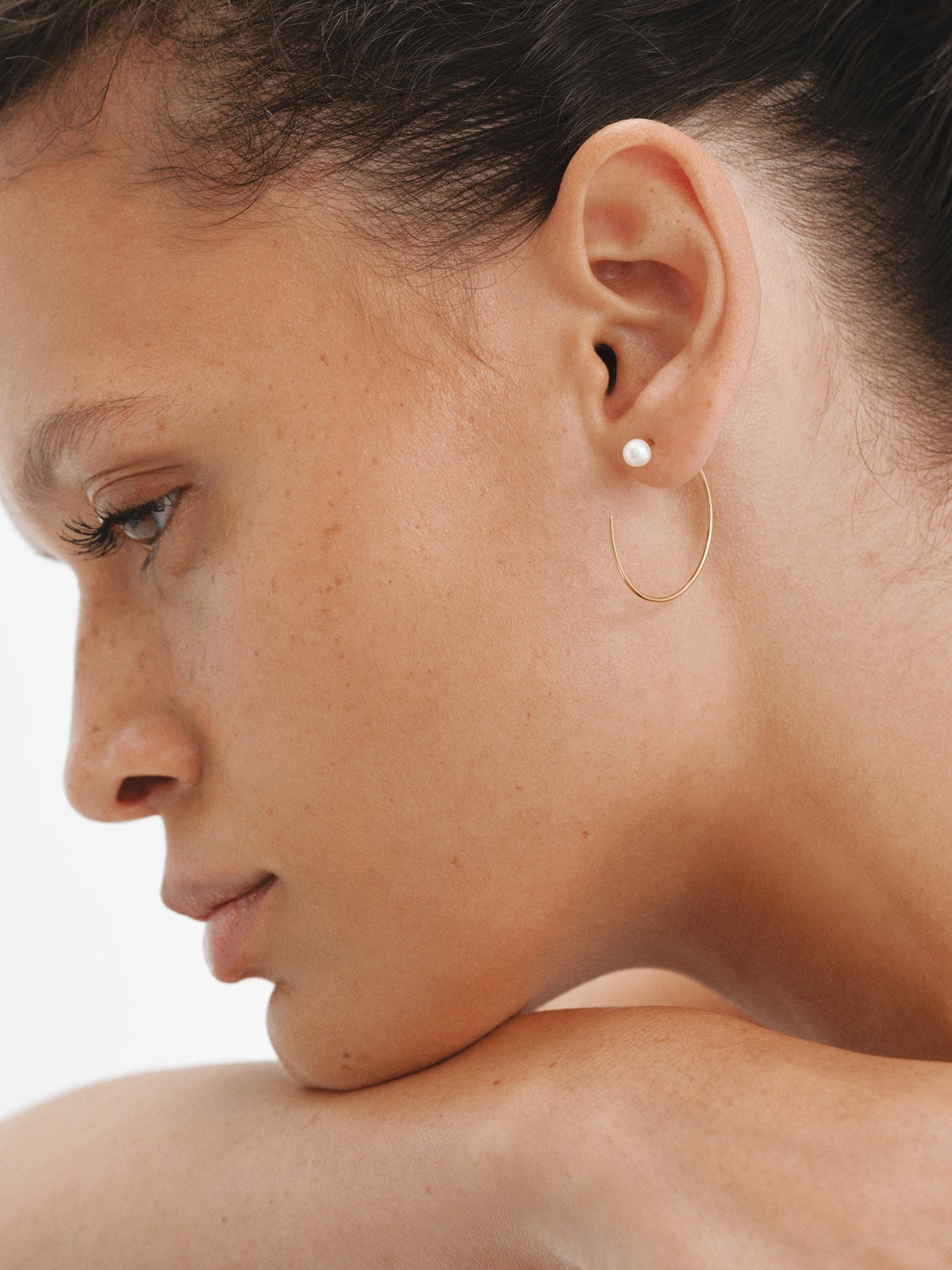 18K gold-plated 925 silver single earring with pearl