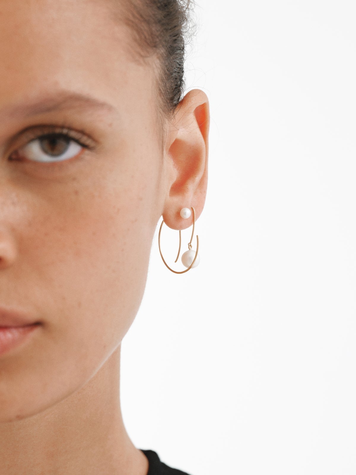 18K gold-plated 925 silver single earring with pearl
