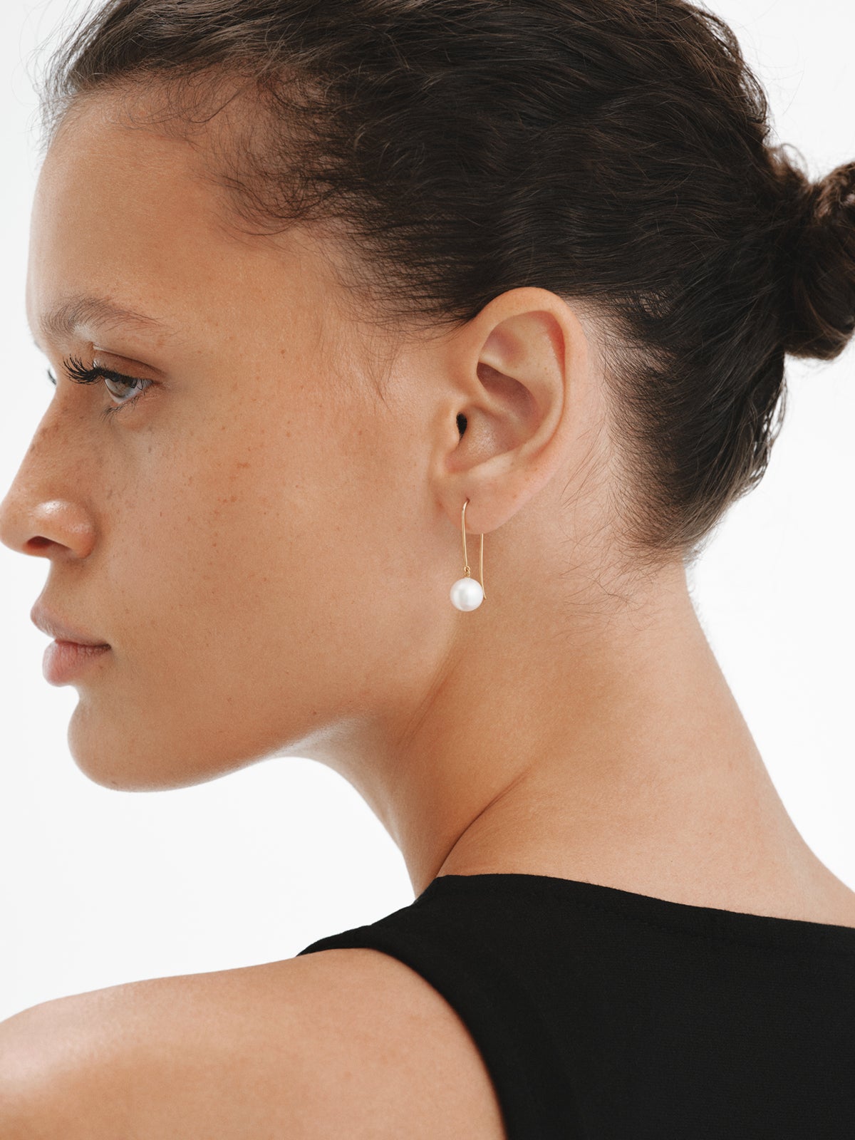 18K gold-plated 925 silver single earring with pearl