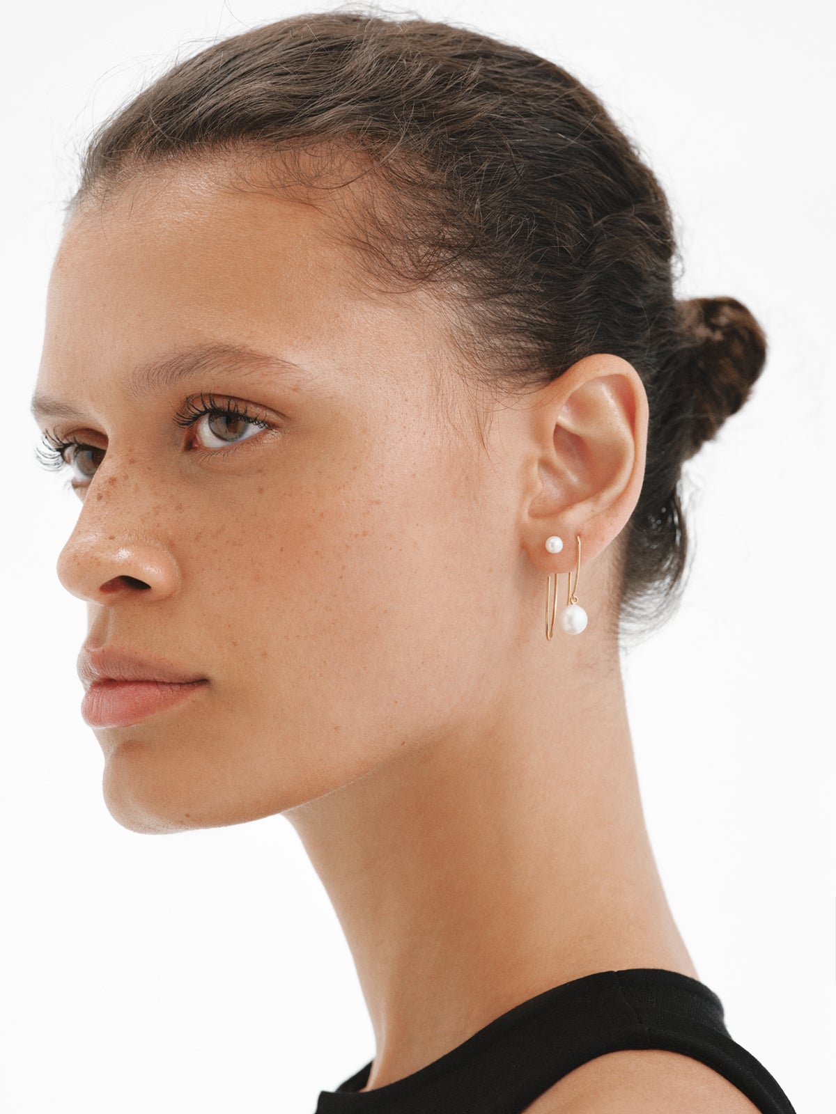 18K gold-plated 925 silver single earring with pearl