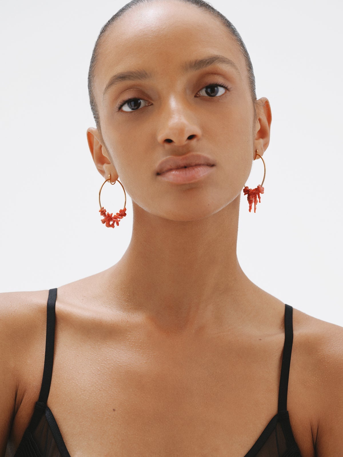 18K gold-plated 925 silver earrings with corals