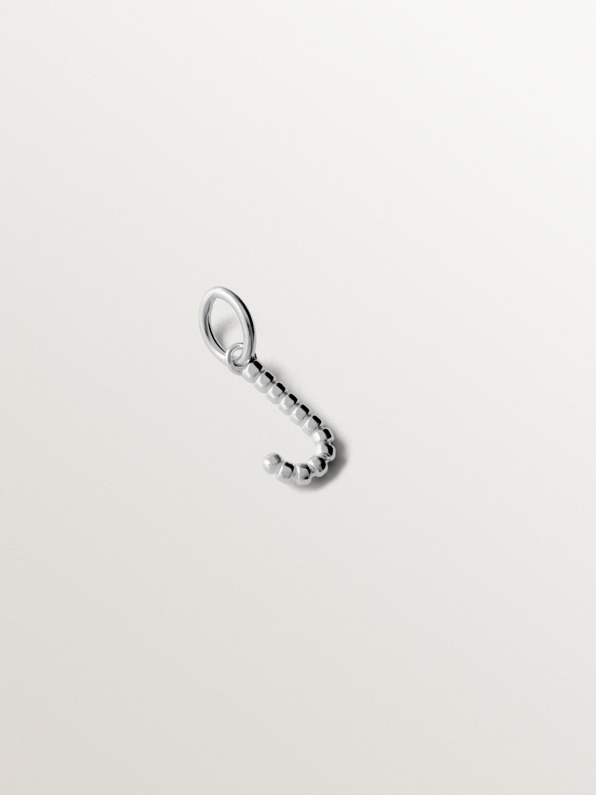 925 silver charm with letter J and sphere motifs