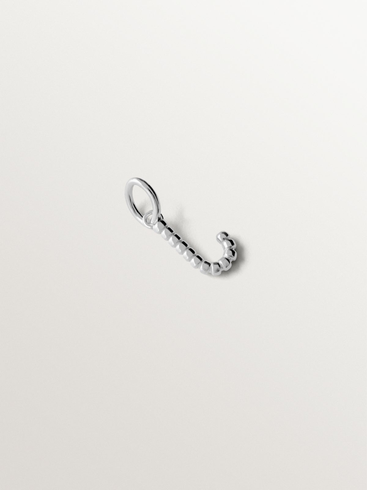 925 silver charm with letter J and sphere motifs