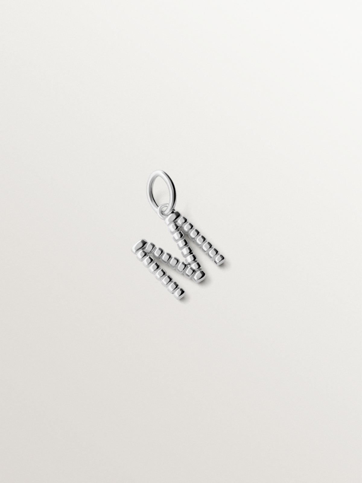 925 silver charm with letter M and sphere motifs
