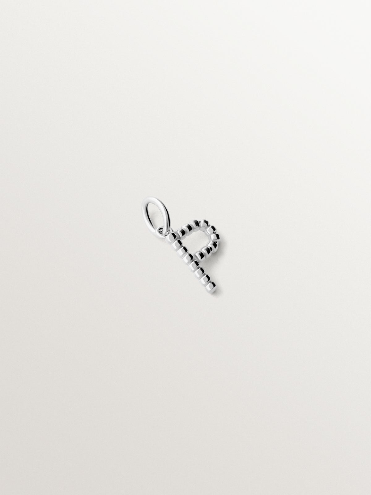 925 silver charm with letter P and sphere motifs