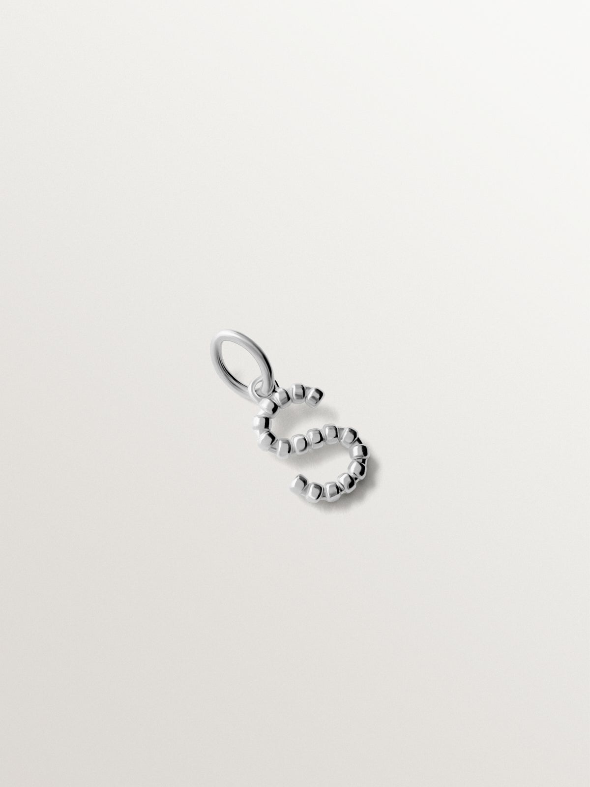 925 silver charm with letter S and sphere motifs