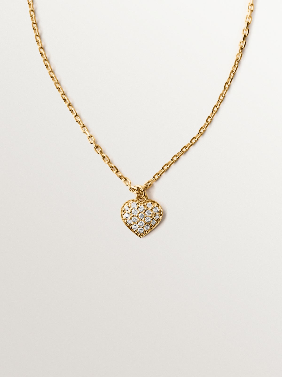 18K yellow gold plated silver pendant, white topaz and heart shape