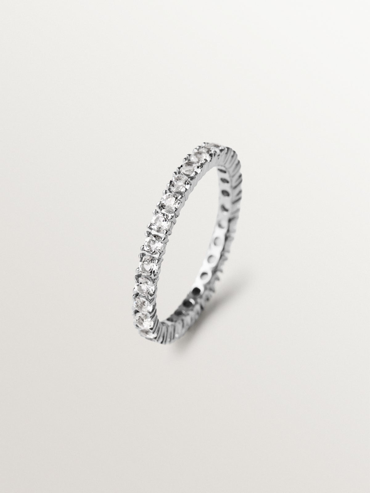 925 silver wedding ring with white topaz