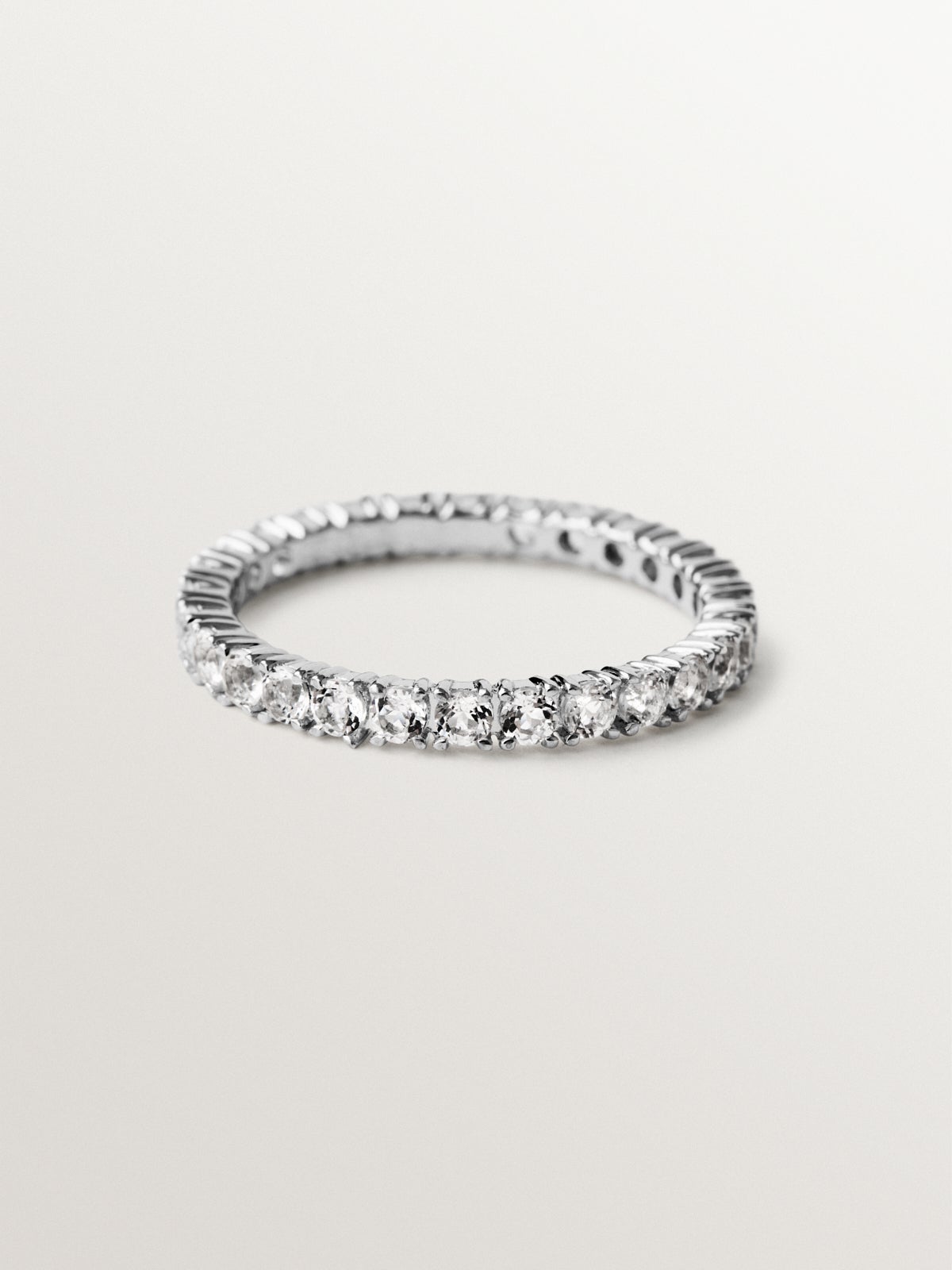 925 silver wedding ring with white topaz