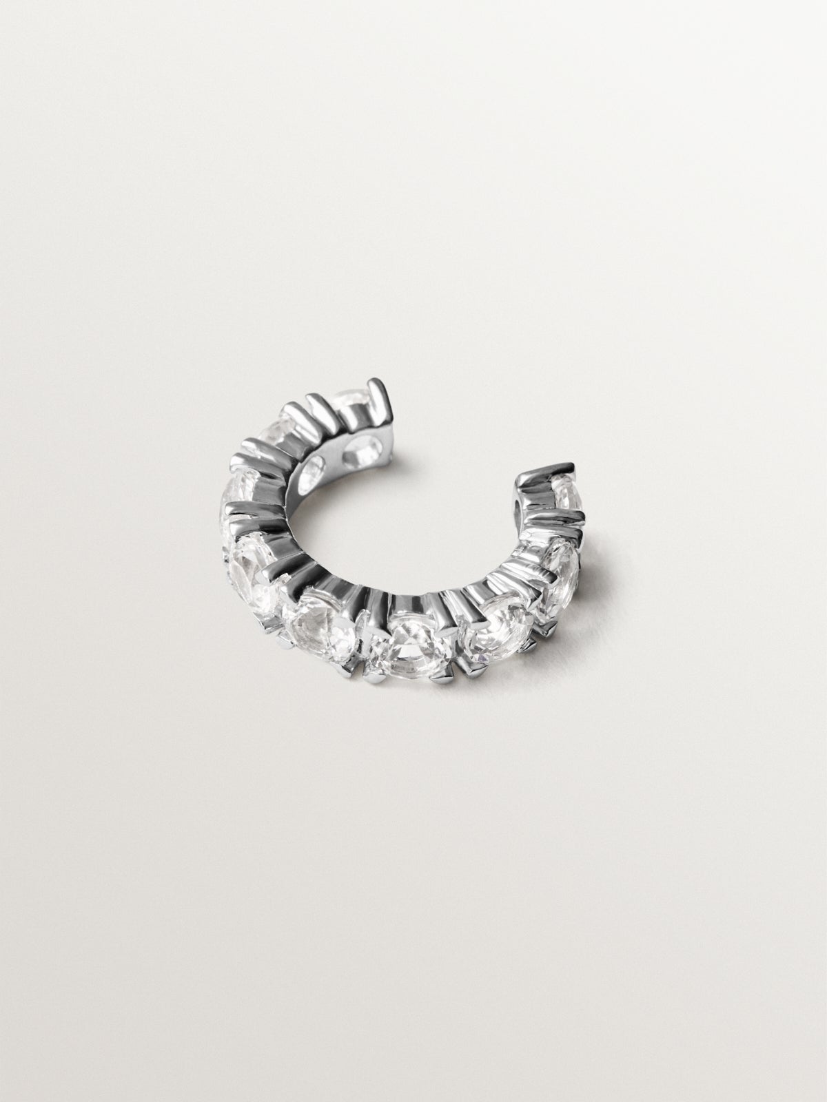 Thick 925 silver earcuff earring with white topaz